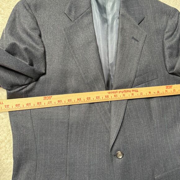 Vintage Chaps Ralph Lauren Blazer Virgin Wool Dark Blue Striped Mens 42 2 Button - Picture 7 of 13